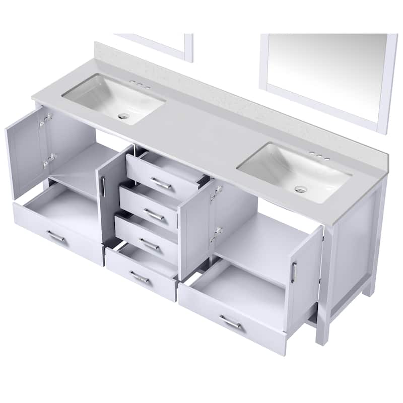 Jacques 80 in. W x 22 in. D White Double Bath Vanity and White Quartz Top