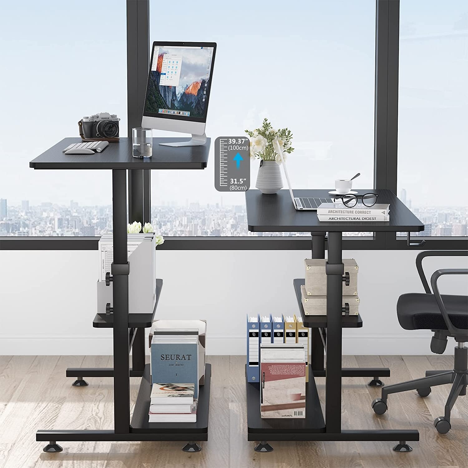Sit Stand Desk Workstation Computer Desk Stand-up Adjustable Height Bench Table 