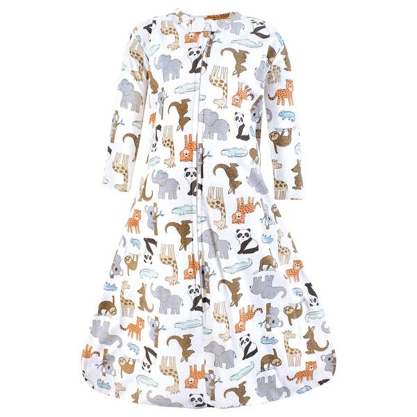 slide 1 of 1, Hudson Baby Long Sleeve Cotton Jersey Sleeping Bag, Sack, Blanket, Zoo Animals 0-6 Months - Zoo Animals