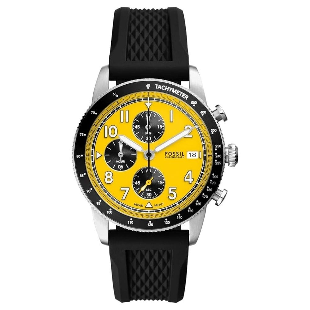 Fossil Men's Sport Tourer Yellow Dial Watch - FS6044 - One Size