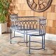preview thumbnail 3 of 12, SAFAVIEH Outdoor Living Lara Victorian Scroll Iron Kissing Bench - 44" W x 24" L x 30.8" H Antique Blue
