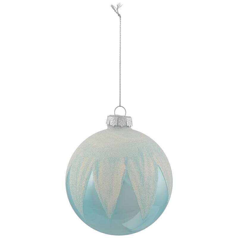 4" Blue and White Glass Ball Christmas Ornaments