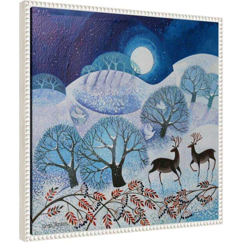 Snowy Land by Lisa Graa Jensen (22 x 22 in.), Framed Canvas Wall Art Print - Sylvie Beaded White