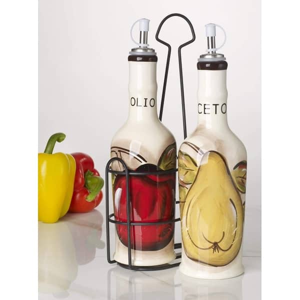 Shop Cucina Italiana Ceramic Oil And Vinegar Set 14 Oz With Metal