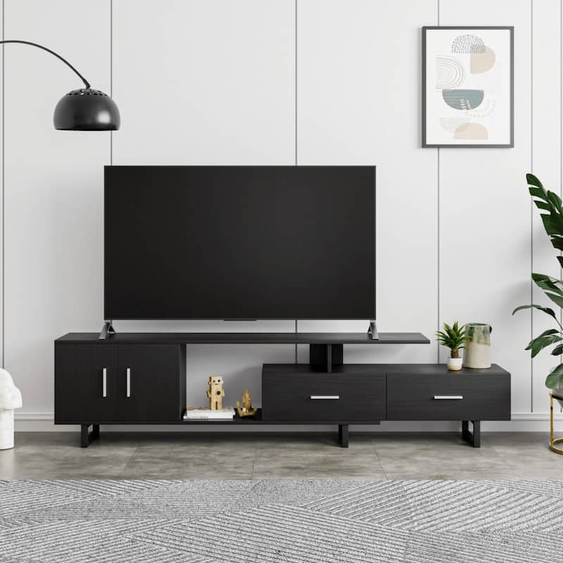 Avery 55-inch 2-Drawer 4-Shelf TV Stand in Steel