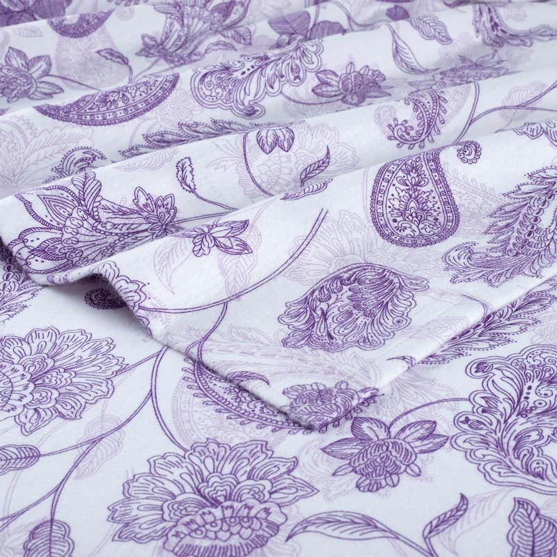 Pointehaven Printed Cotton 180 GSM Deep Pocket Oversized Brushed Flannel Sheet Set