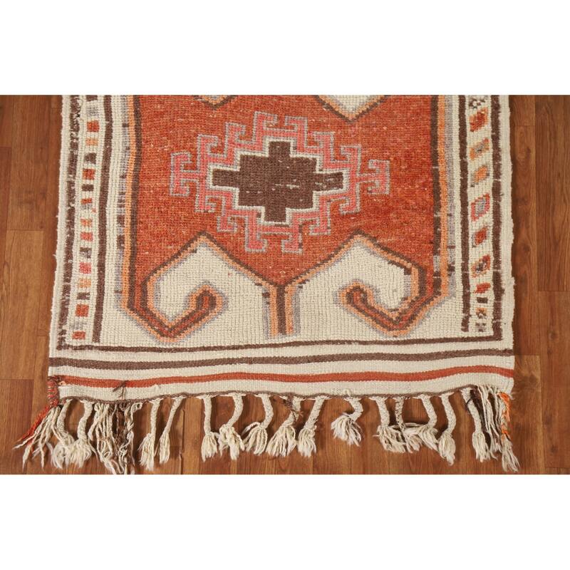 Turkish Anatolian Natural Dye Runner Rug Handmade Wool Carpet - 3'5"x 13'5"