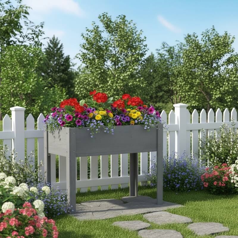 Natural Elevated Planter Box for Outdoor Use with Eco-Friendly Finish