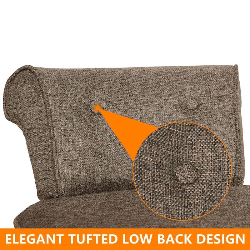 VEIKOUS Makeup Vanity Stool Chair with Low Back and Wood Legs-17.3" x 15.7" x 25.1"