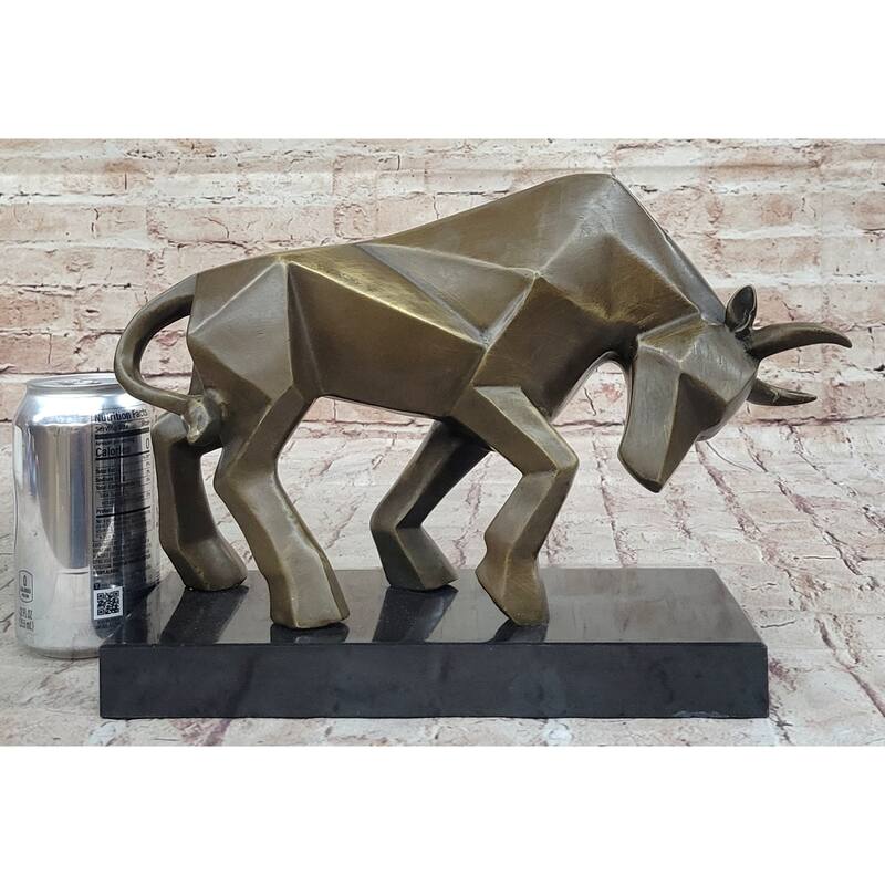 Geometric Abstract Modern Art Bronze Imitative Bull Sculpture Statue Original Signed Fransisci
