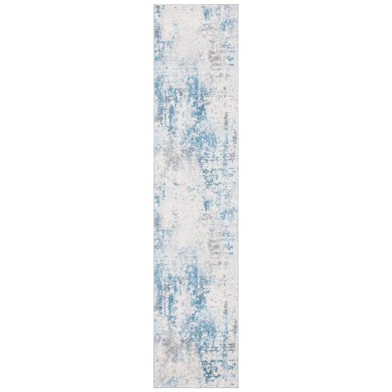 SAFAVIEH Tulum Emmaline Modern Abstract Rug - 2' x 9' Runner - Ivory/Blue