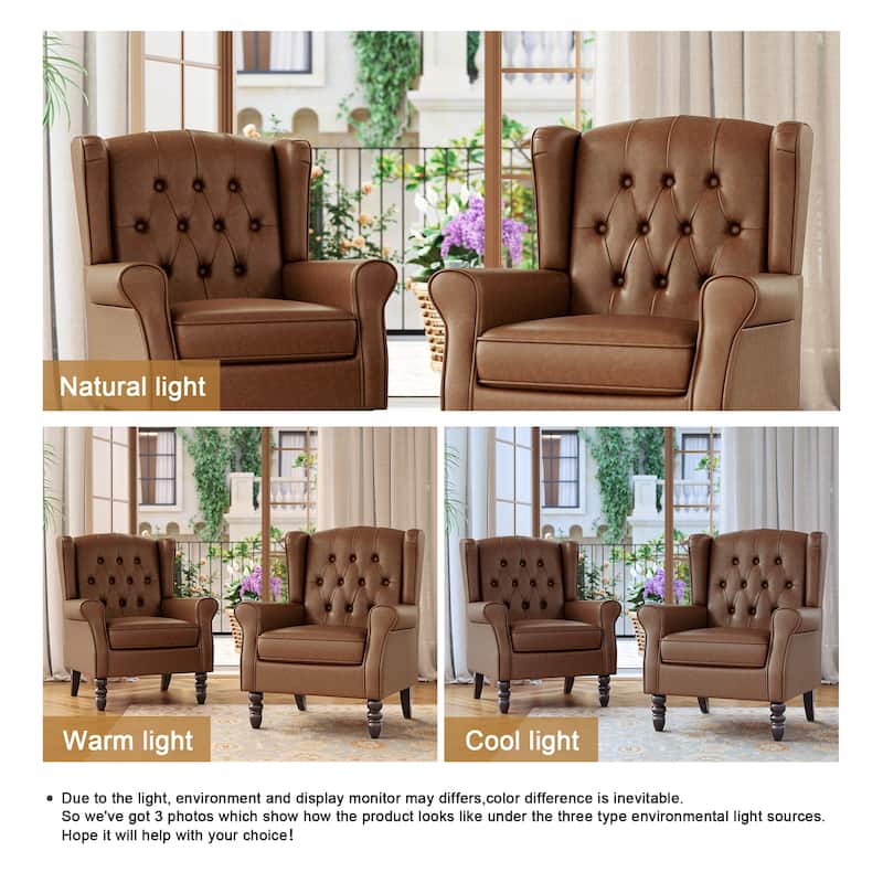 Tufted Wingback Upholstered Accent Chairs Set of 2