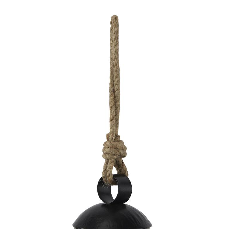 Metal Tibetan Inspired Decorative Cow Bells with Jute Hanging Rope - Set of 3 - Roche River Decor