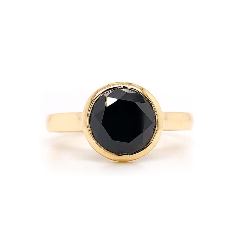Auriya 14k Gold 2ctw Bezel-set Solitaire Black Diamond Engagement Ring