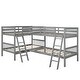 preview thumbnail 14 of 16, Twin Size L-Shaped Pine Wood Bunk Bed, Separatable to 2 L-Shaped Beds