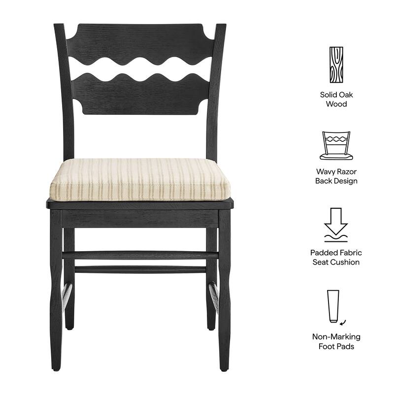 Jax Oak Wood Dining Chair With Wavy Razor Back and Cushion