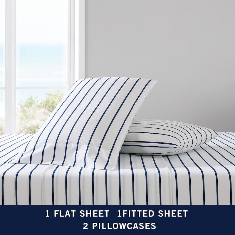 Nautica Cotton Percale Deep Pocket Bed Sheet Sets