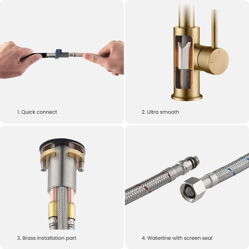Single-Hole Pull-Down Kitchen Faucet with Sprayer and Magnetic Docking