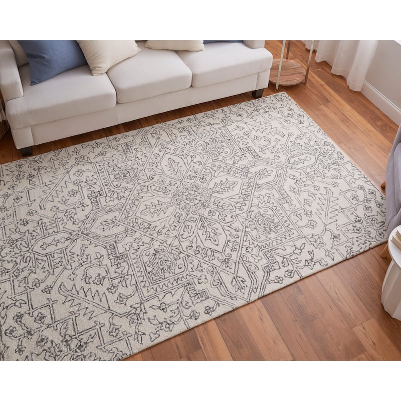 Grand Bazaar Natal Hand Tufted Medallion Transitional Area Rug