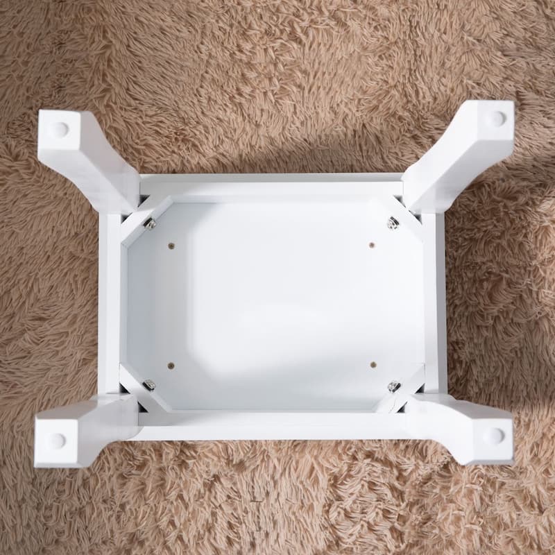Vanity Stool Padded Makeup Bench with Solid Wood Legs - White