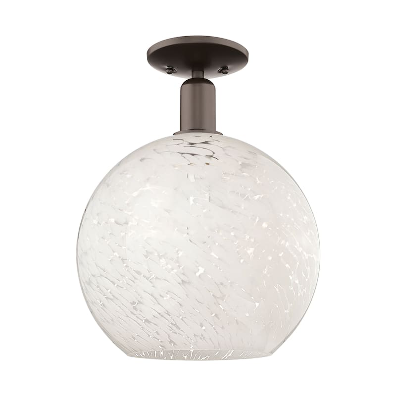 Innovations Lighting Endless Possibilities Arcadia - White Mouchette - 1 Light 12" Semi-Flush Mount - Oil Rubbed Bronze