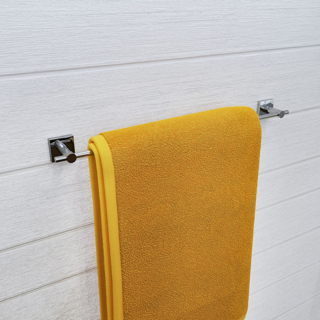 Croydex Chester Flexi-Fix Screw or Glue Bathroom Towel Bar, Chrome (26.6in)