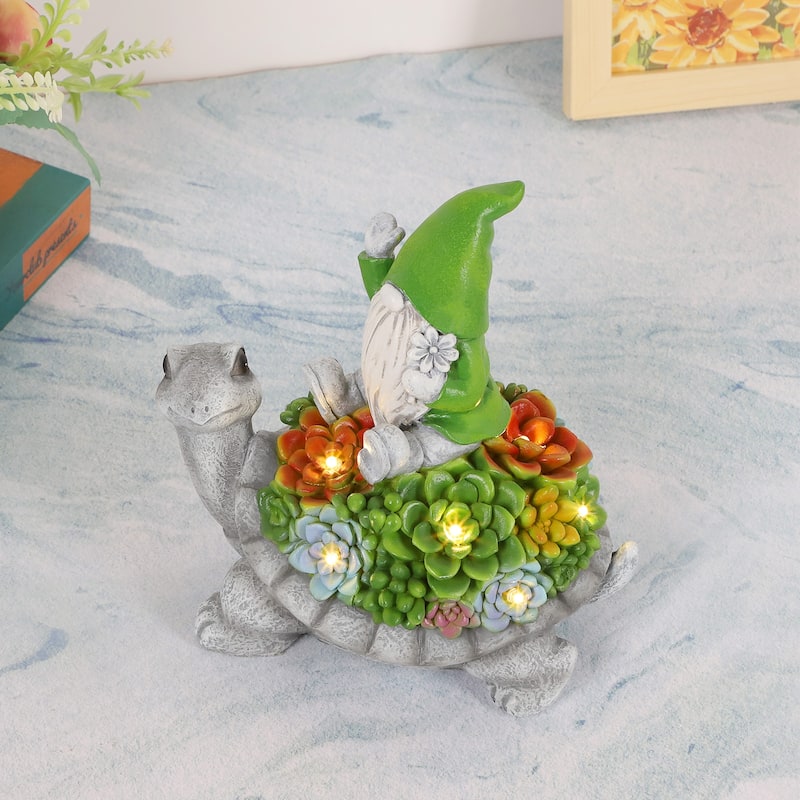 Solar Garden Outdoor Statues with LED Light - Tortoise