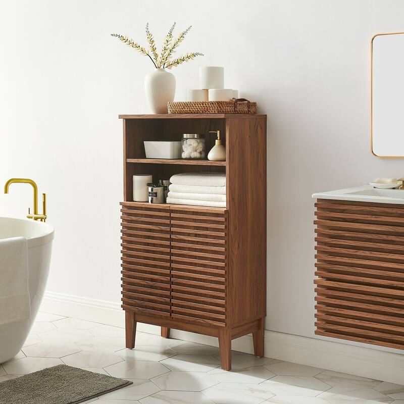 Render Freestanding Bathroom Storage Cabinet - Walnut