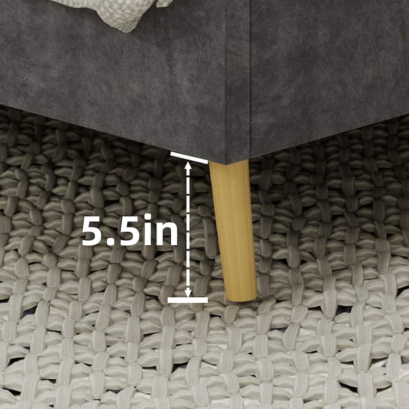 GDFStudio - Suede Soft Package Bed with Tufted Headboard