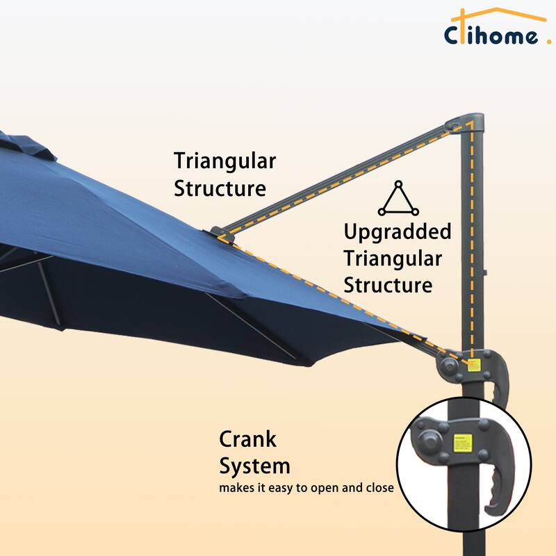 Clihome 11Ft Cantilever Umbrella With Crank And Base