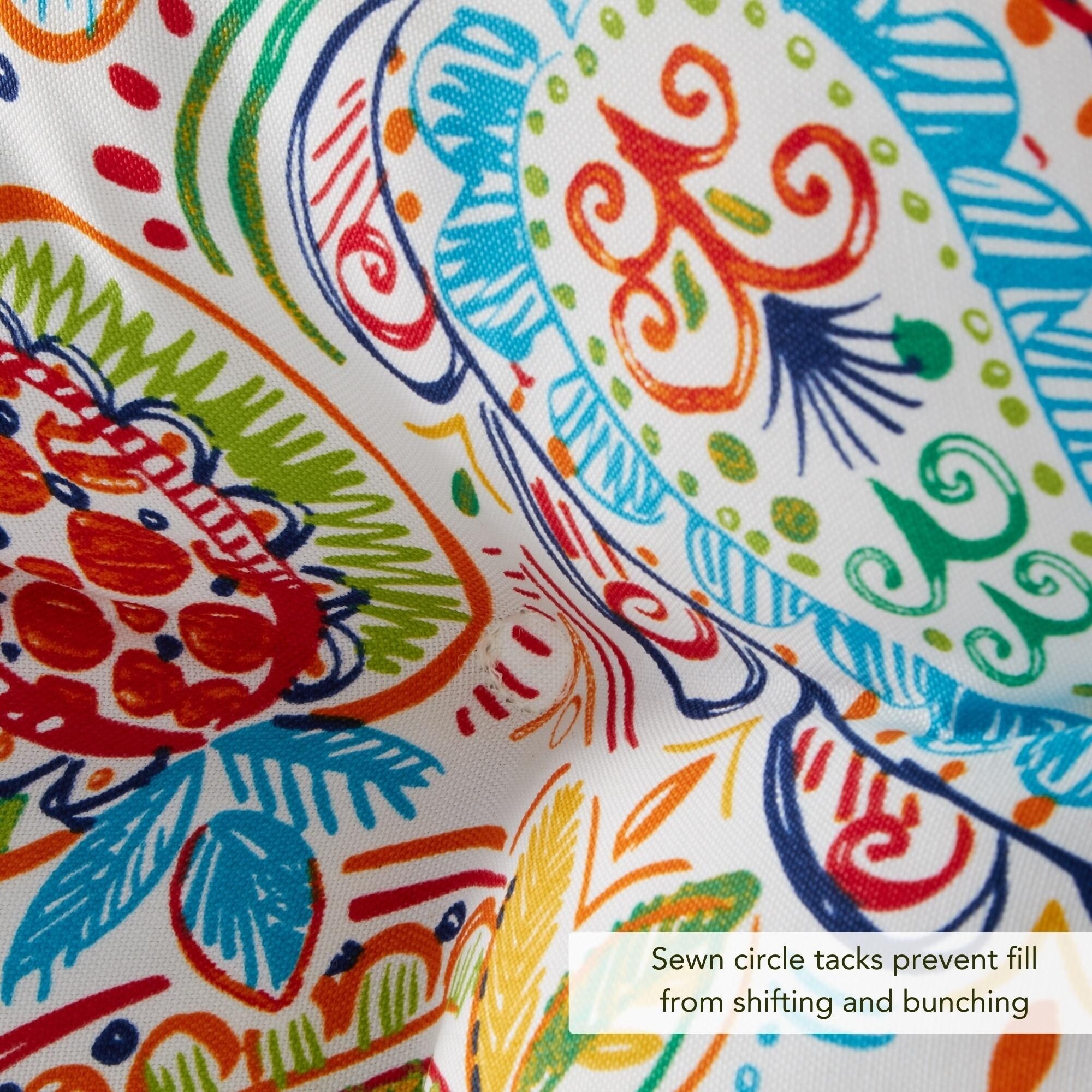 15-inch Round Outdoor Painted Paisley Bistro Chair Cushions - Picture 13 of 15