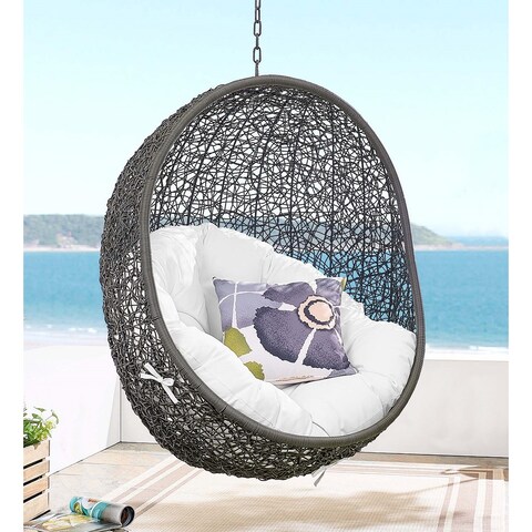 Balmoral Outdoor Grey Rattan with White Cushioned Hanging Swing Chair