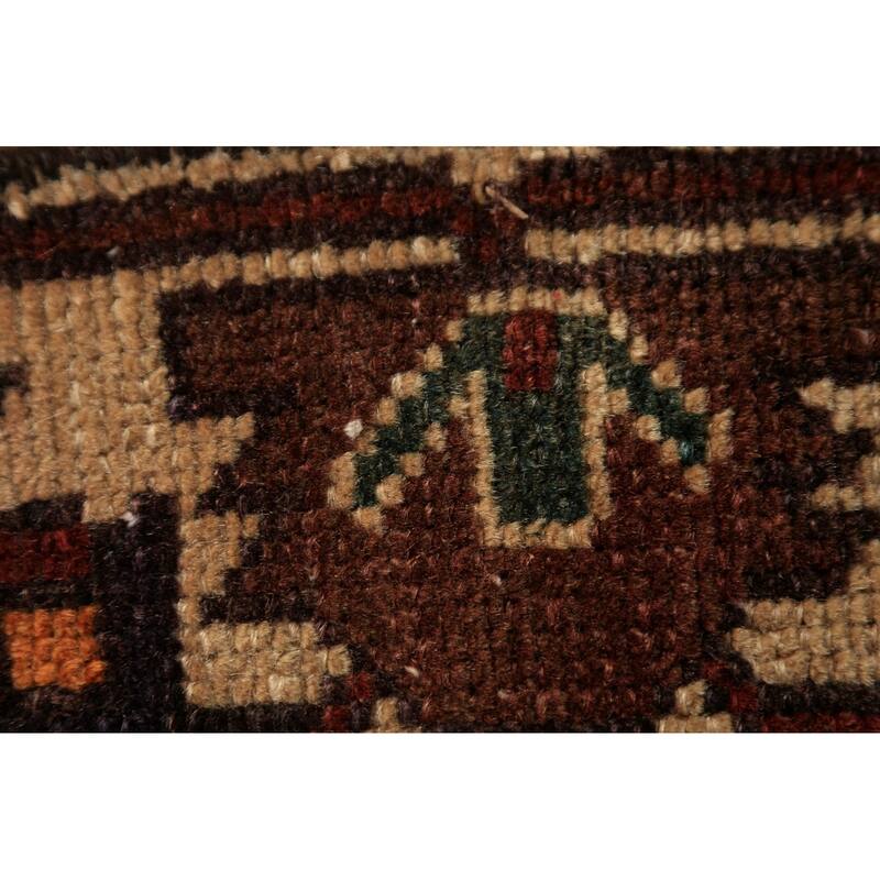 Red Geometric Bakhtiari Persian Rug Handmade Wool Carpet - 4'7" x 6'6"