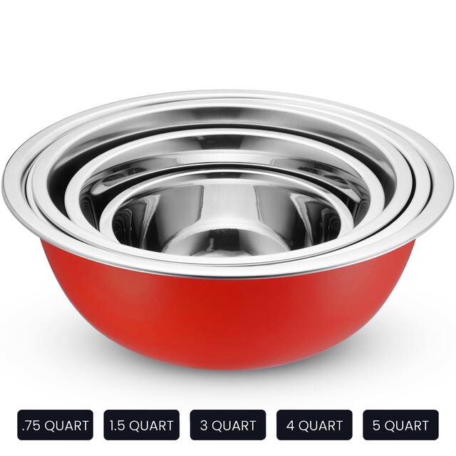 Heavy Duty Meal Prep Stainless Steel Mixing Bowls Set with Lids