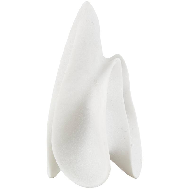 Polystone Abstract Wavy Shaped Decorative Sculpture with Cutouts and Speckled Texturing - White - Roche River Decor