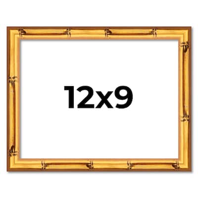12x9 Frame Gold Bamboo Solid Wood Picture Frame | 1 Inch Moulding