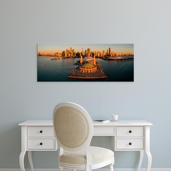 Easy Art Prints Panoramic Images's 'Elevated view of the Navy Pier, Chicago, Illinois, USA' Premium Canvas Art