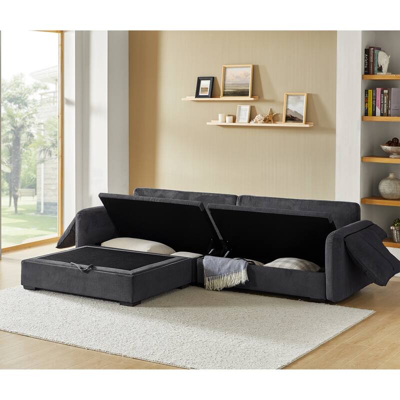 Cesare Modern 2-Piece Reversible Cushions Sectional with Storage by HULALA HOME