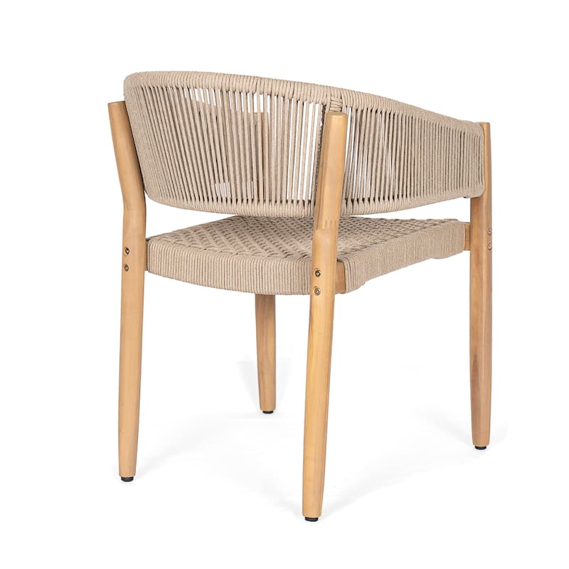 Christopher Knight Home - Valterra Modern Acacia Wood 9-Piece Dining Set with Rope Woven Chairs