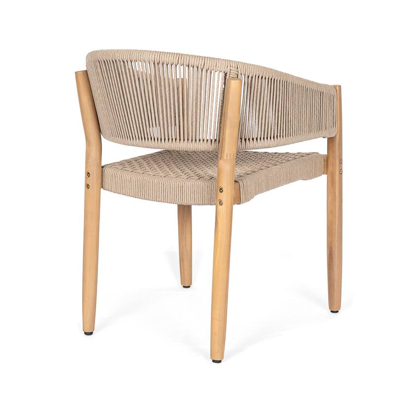 Christopher Knight Home - Verona Boho Solid Acacia Wood Rope Dining Chair Set