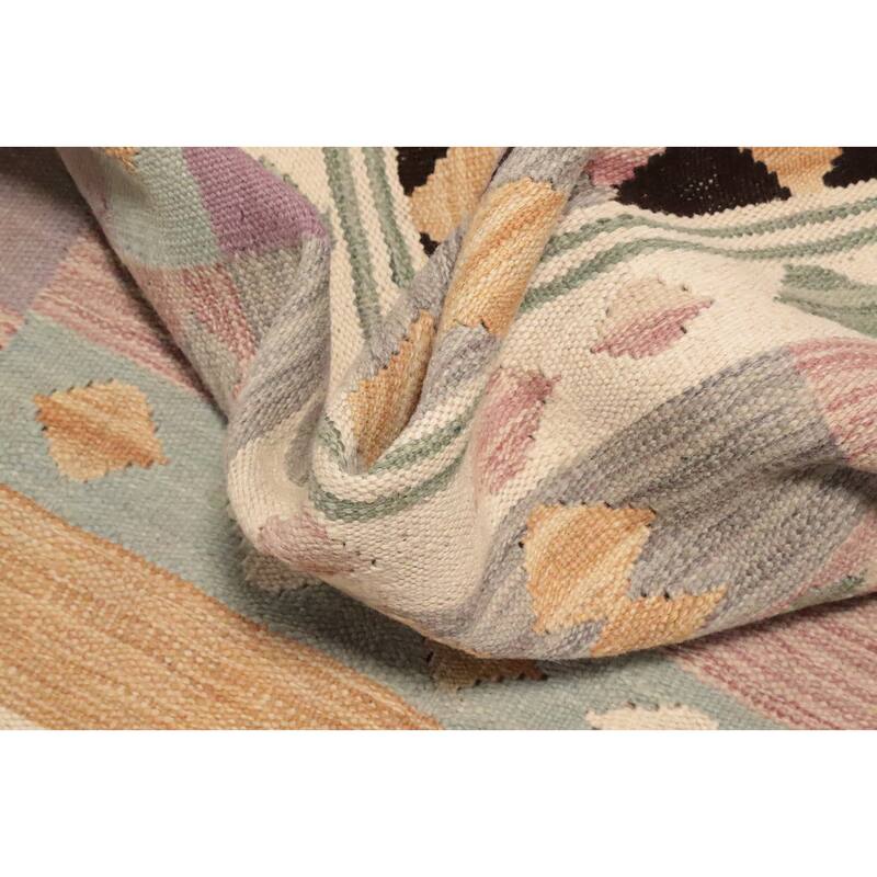 Hand Woven Oriental 100% Wool Carpet Southwestern Tribal Multi-Colored Kilim Area Rug - 4' 9'' X 2' 10''