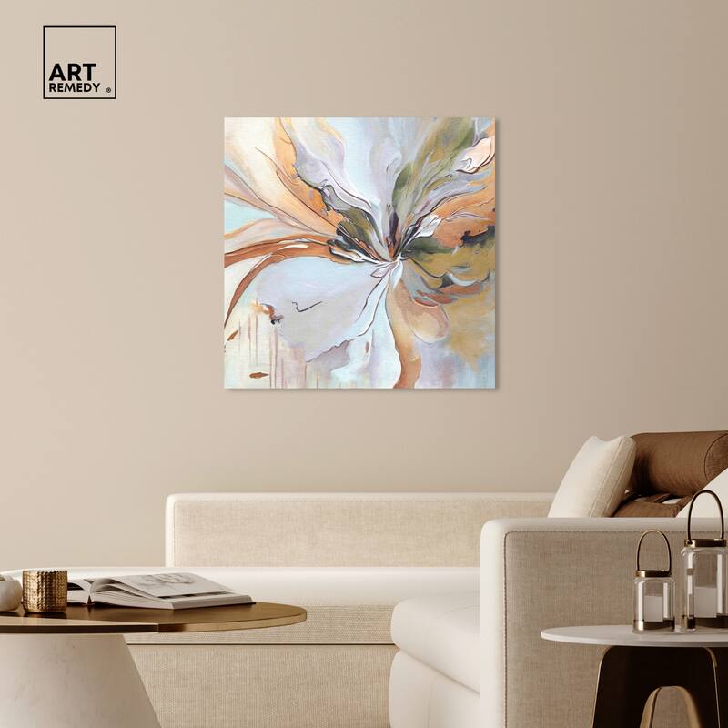 Art Remedy Golden Aesthetic Gallery Wrapped Boho Abstract 1 Piece Canvas Wall Art