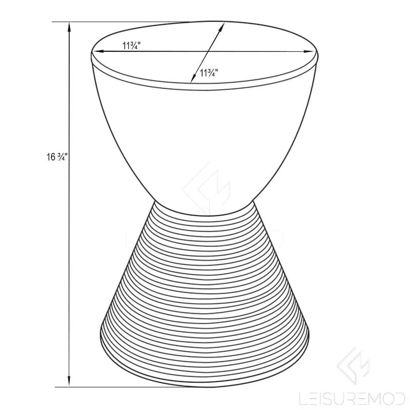 Boyd Round Side Table with Ribbed Design Base - Accent Hourglass End Table with Removable Lid for Living Room & Bedroom