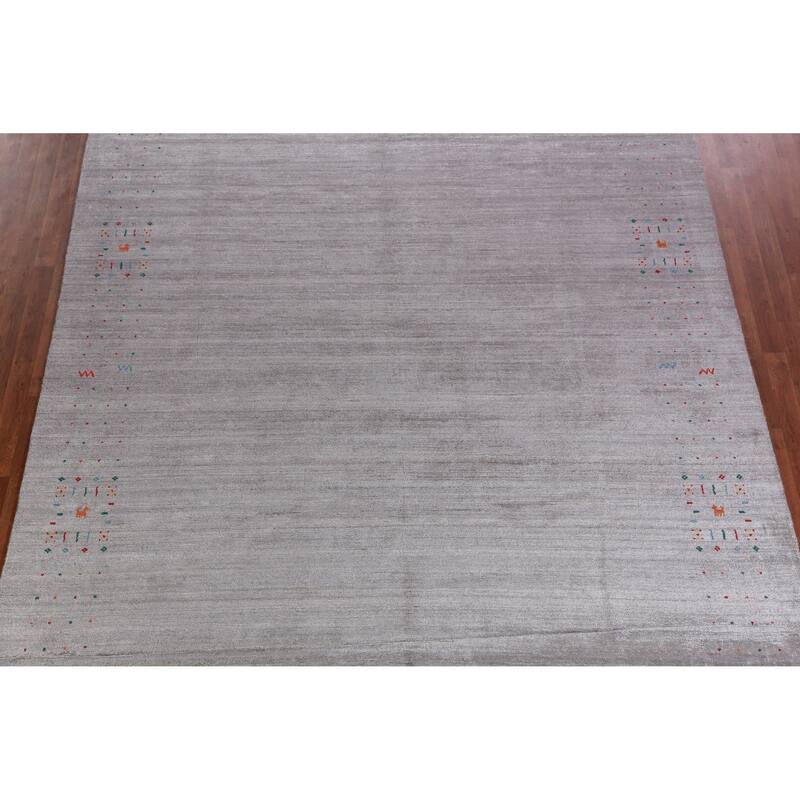 Hand Knotted Oriental 100% Wool Carpet Tribal Tribal Greys & Charcoal Gabbeh Area Rug - 11' 4'' X 8' 10''