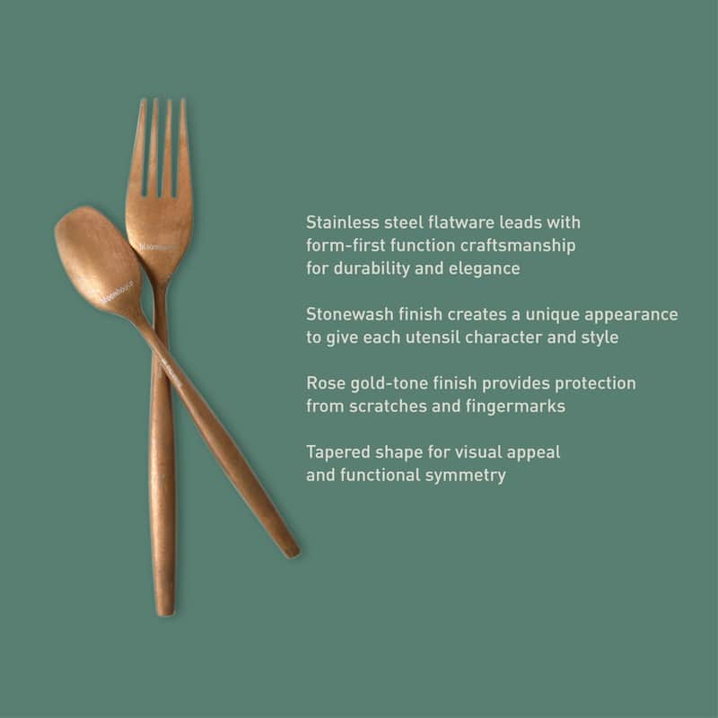 Bloomhouse 20 Piece Flatware 18/10 Stainless Steel Silverware Cutlery Utensil Set With Acacia Wood Caddy - Service for 4