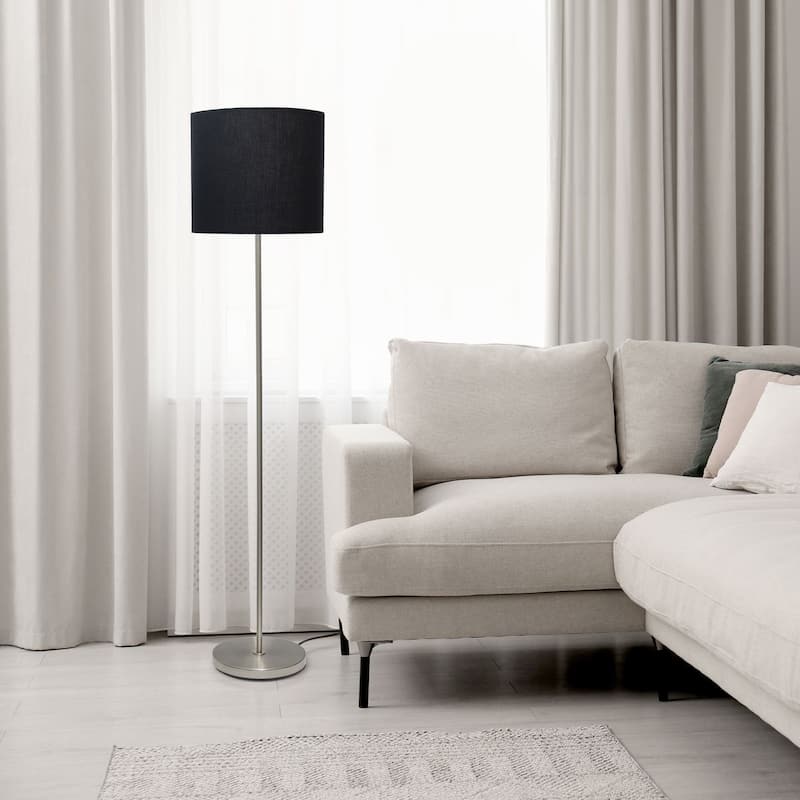 Brushed Nickel Drum Shade Floor Lamp
