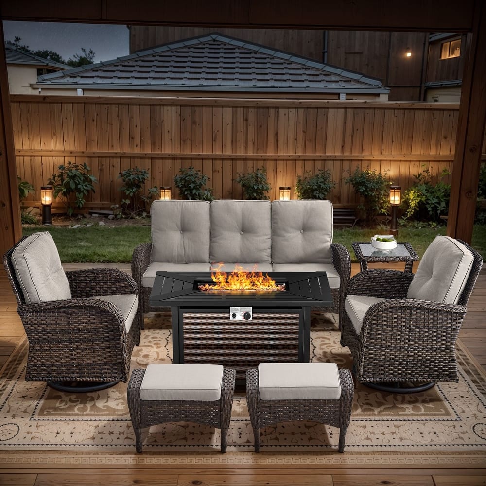 Gymojoy Outdoor Fire Pit Conversation Set, 3-Seat Sofa & Chairs Patio Furniture Set