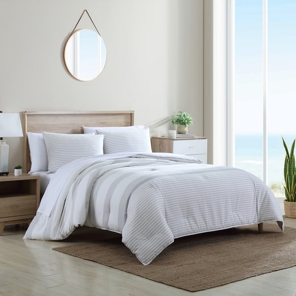 Nautica Fairwater Cotton Reversible Grey Comforter Set - On Sale