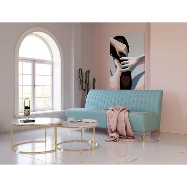 Divani Casa Mosko Modern Light Green Gold Fabric Sofa Overstock