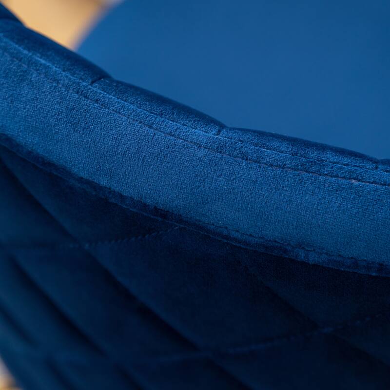 3-Piece Dining Set with 2 Blue Velvet Chairs and Round Dining Table